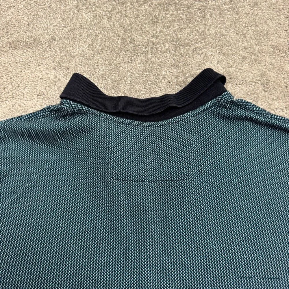 Banana Republic Jacquard Polo Shirt Men Large Blue Short Sleeve Luxury Cotton